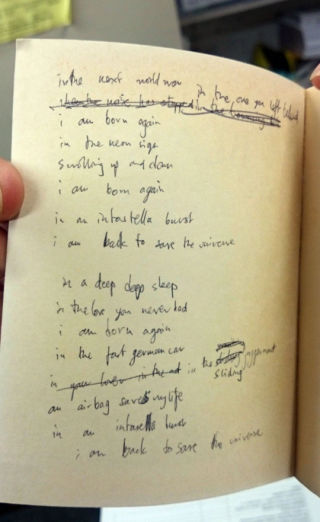 Thom Yorke's handwritten lyrics to "Airbag," via Metro.co.uk